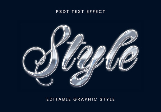 Silver Glossy Chrome Text Effect Metallic Script Font
