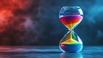 Colorful hourglass, time, studio, smoke, concept