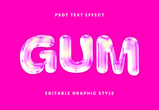 White And Pink Bubblegum Glossy Text Effect Candy Inflated Playful Font