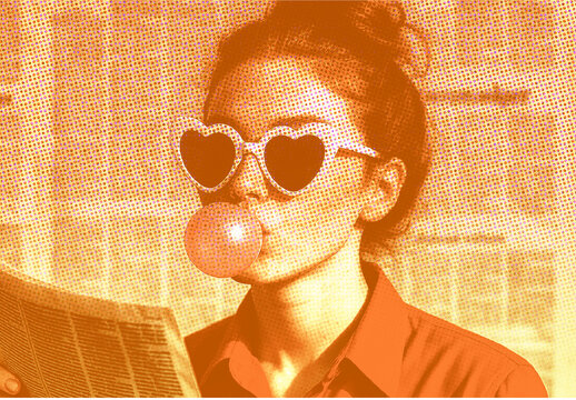 Pink And Brown Printed Halftone Grain Photo Effect Mockup