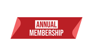 Annual Membership Banner, Isolated on White Background, Red Shape with White Text