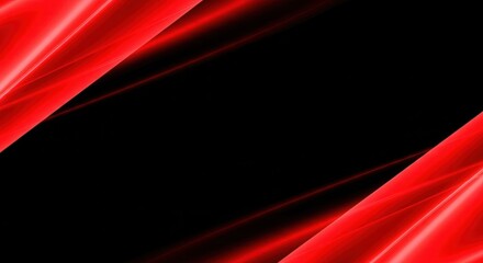 Abstract background with vibrant red glowing light streaks forming a dynamic frame against a solid black center, perfect for modern design, banner, or presentation backdrop
