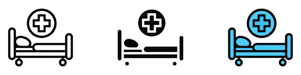 Hospital bed icon vector. healthcare, patient care, and medical facilities symbol. vector illustration.