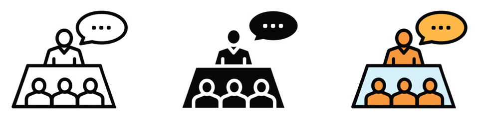 Meeting icon vector. presentations, and discussions symbol. vector illustration.