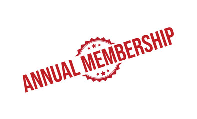 Angled Annual Membership Red Rubber Stamp with Scalloped Edge on White