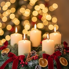 christmas candle and decorations