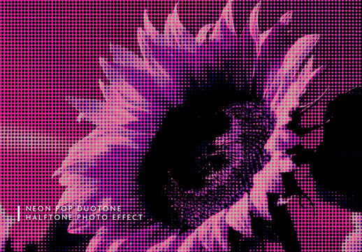 Pink And Purple Halftone Duotone Photo Effect