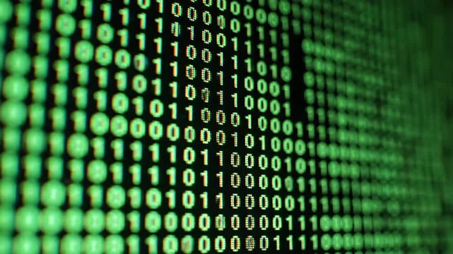 Digital binary code stream representing data flow and computer programming