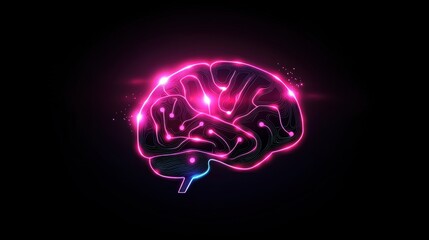 innovative Abstract Brain or AI Icon Stylized human brain with glowing circuits and data pathways, representing artificial intelligence, machine learning, and cognitive computing.