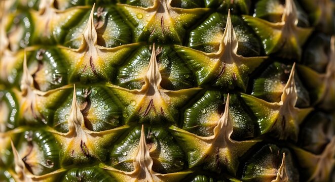 Close up of pineapple skin texture details with water droplets - Powered by Adobe