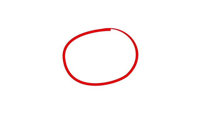 hand Circle marker with drawing effect, Red hand drawn circle marker, red marker Circle Highlighter Scribble Animation on transparent background. isolated circle animation.