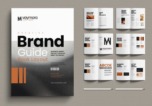 Brand Guideline Book Template , Modern Corporate Branding Style Guide Layout