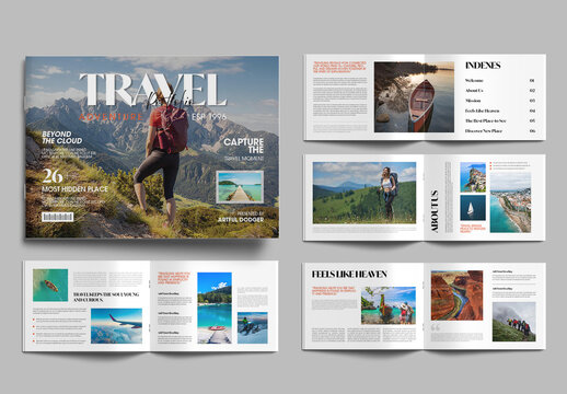 Adventure Travel Magazine Template with Scenic Photo Layout