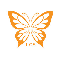 LCS Elegant Orange Butterfly Logo. LCS Design for Beauty Spa. LCS Fashion Branding.

