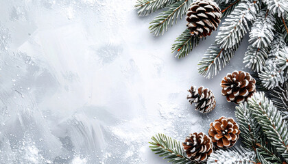 Winter Holiday Background with Pine Cones