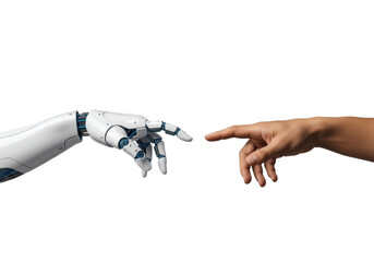 Connexion Homme-Robot Symbolisant Technologie et Avenir
