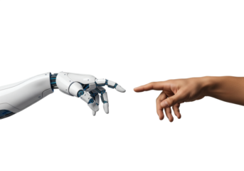 Connexion Homme-Robot Symbolisant Technologie et Avenir