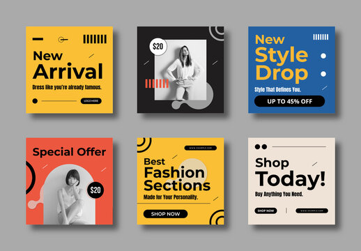 New Arrival Fashion Social Media Post Template Banner Set