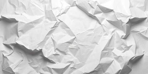 Obraz premium A crumpled sheet of white paper, creases and shadows visible, wrinkled, crumpled paper texture