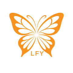 LFY Elegant Orange Butterfly Logo. LFY Design for Beauty Spa. LFY Fashion Branding.
