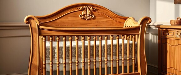Elegant handcrafted crib, heirloom quality wood,  furniture,   mattress