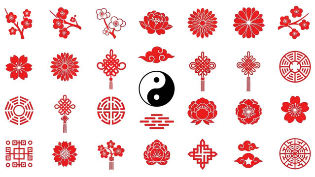 Traditional Chinese and Asian Symbol Icon Set