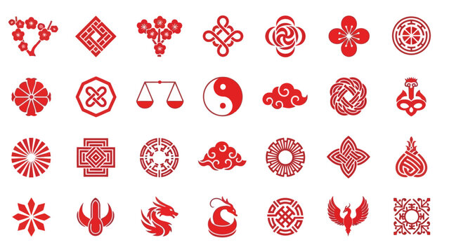 Traditional Chinese and Asian Symbol Icon Set