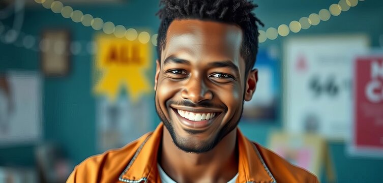 Smiling figure exuding confidence and self-satisfaction,  victory,   delighted