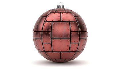 Unique Copper Riveted Christmas Ornament on a White Background for the Holidays