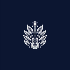 Guitar leaf logo vector icon illustration style