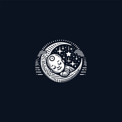 Baby moon logo vector icon illustration style