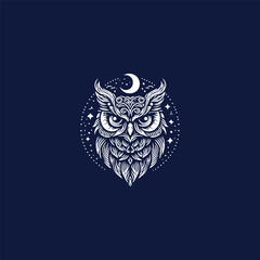 Owl logo vector icon illustration style