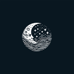 Moon logo vector icon illustration style
