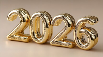 The golden numbers with the inscription "2026" stand out against a light beige background