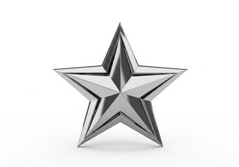 Obraz premium Metallic star shiny silver award isolated on white background for graphic design