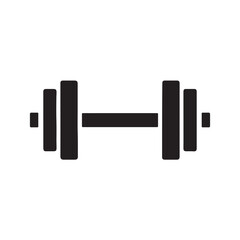 Black dumbbell weights icon for strength training and fitness exercise