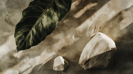 A leaf is on top of a rock