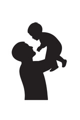 Father son bonding silhouette moment of love and happiness vector
