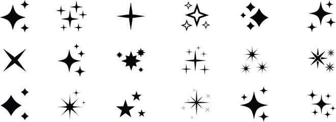 Shine star sparkle vector set. Sparkle star icons. Shine icon. Stars sparkle doodles vector. Set sparkles star symbols vector. Bright sparkle. Star sparkle. Shiny flash star.