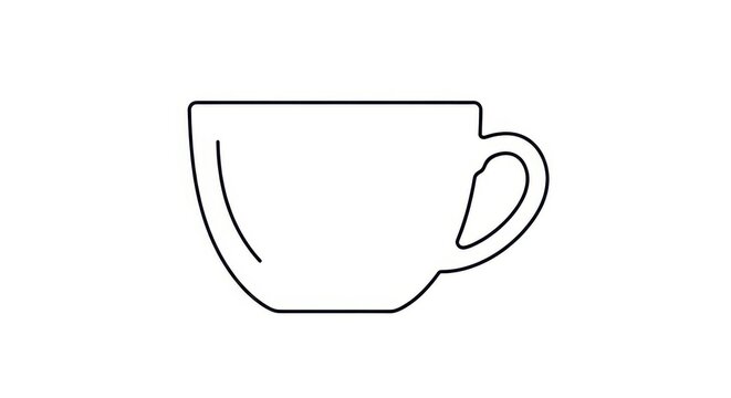 Simple black outline drawing depicts a classic handle equipped drinking vessel