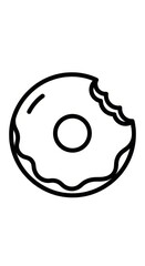 Simple outline illustration depicts a ring-shaped pastry with a noticeable bite taken out of its side