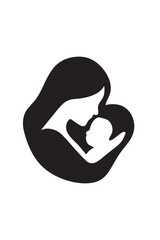 Mother and Child Icon Depicting Love Care and Protection Minimalist Design