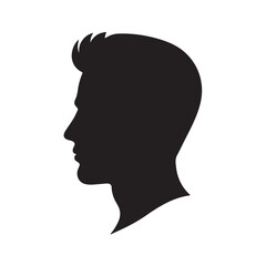 Silhouette of a mans head in profile artistic representation simple design