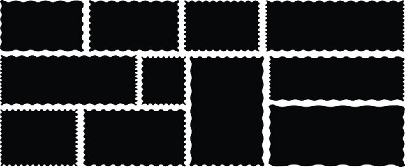 Colorful fabric swatches with zig-zag edges abstract background