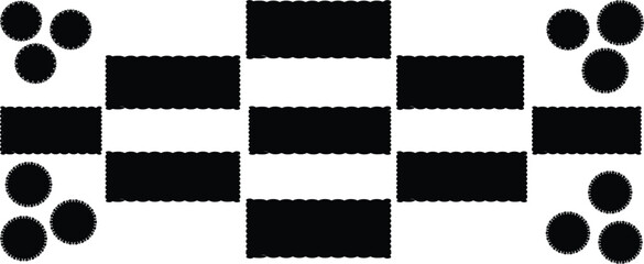 Colorful fabric swatches with zig-zag edges abstract background