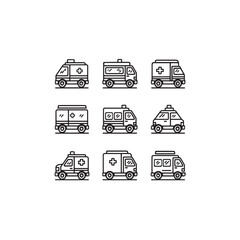 ambulance line art rescue team responding to call