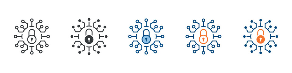 Cyber Security Icon Set Multiple Style Collection 
