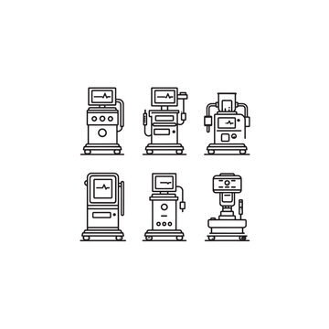 Anesthesia Machine line art medical equipment illustration