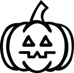 Pumpkin drawn icon. Black linear Halloween pumpkin icon, perfect for Halloween and fall themes. Vector illustration