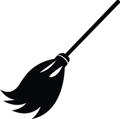 Broom magic. A vehicle for the witch. Element of witchcraft. Symbol of magic. Tattoo broomstick or print for Halloween or all saints ' day. Vector